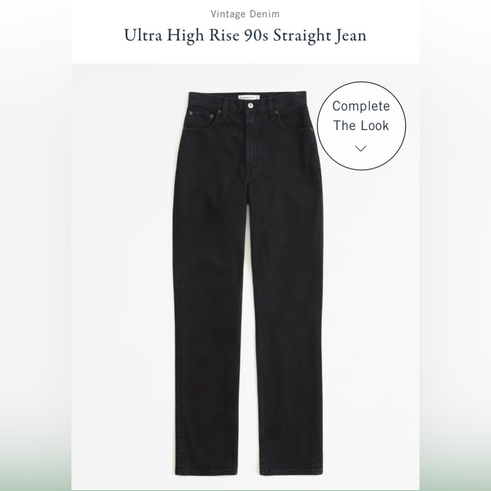 Black Abercrombie Ultra High Rise 90s Straight Jean, Size 2L
